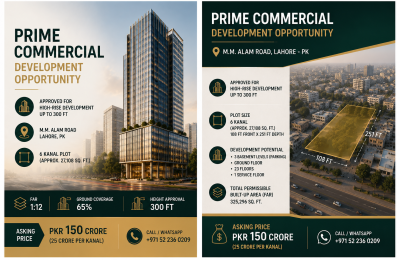 Prime Commercial Development Opportunity – M.M. Alam Road, Lahore
